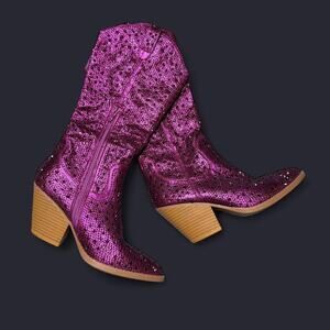 Purple sequin sparkle cowboy/cowgirl boots